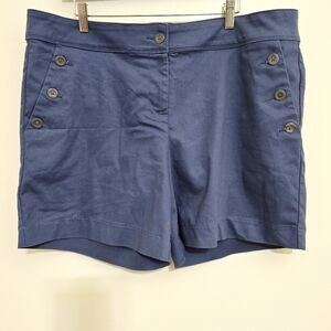 ISAAC MIZRAHI size 16 Chino Button Front Tailored Casual 5" Shorts Blue